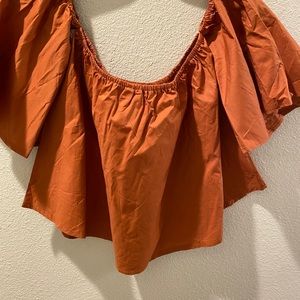 copper ruffle crop top